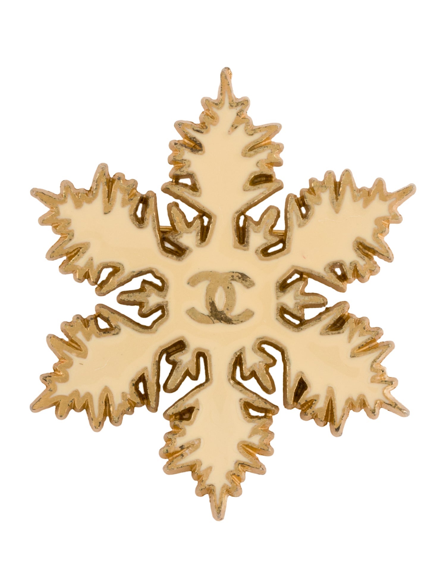 Chanel Enamel Snowflake Brooch