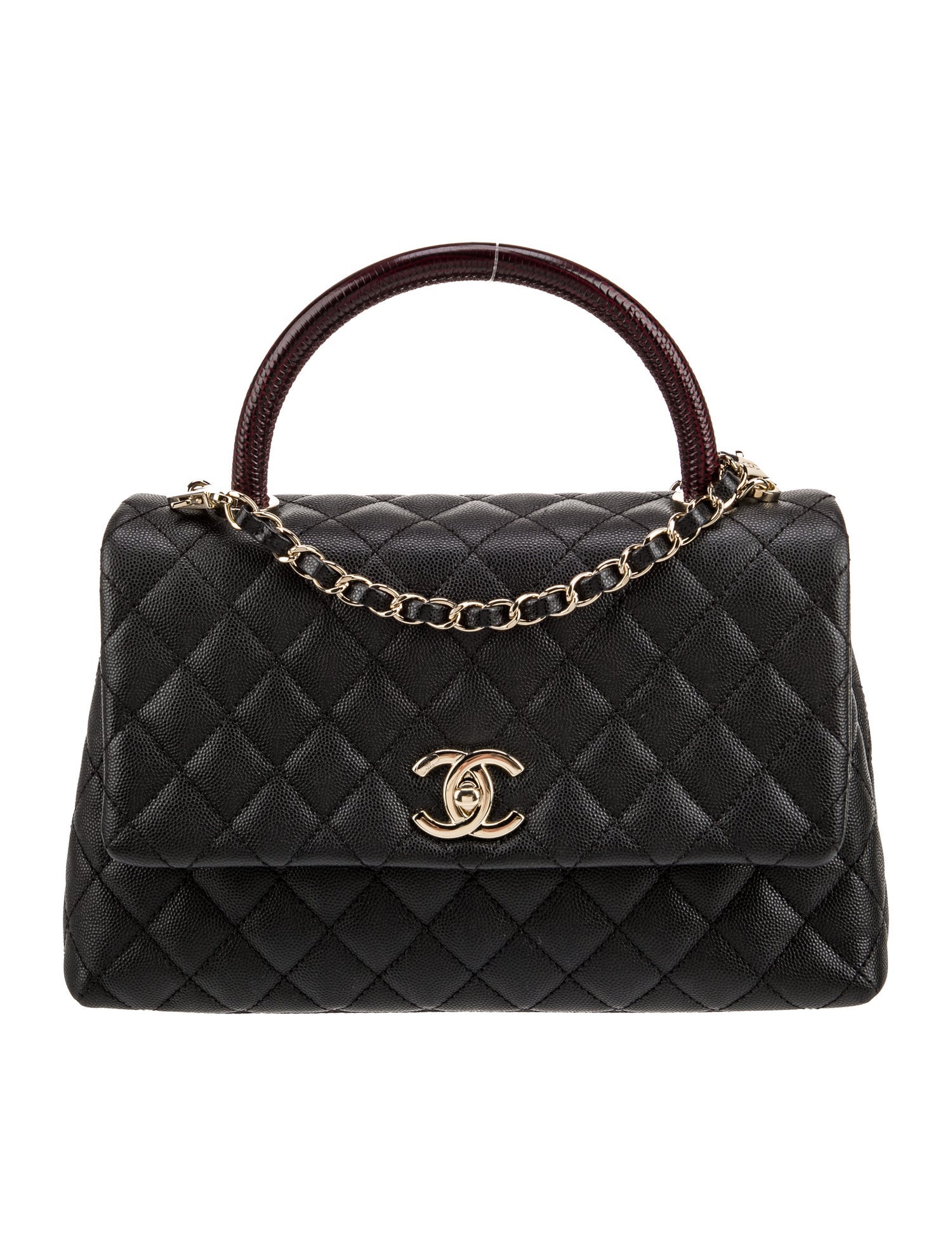 Chanel Small Lizard-Trimmed Coco Handle Bag