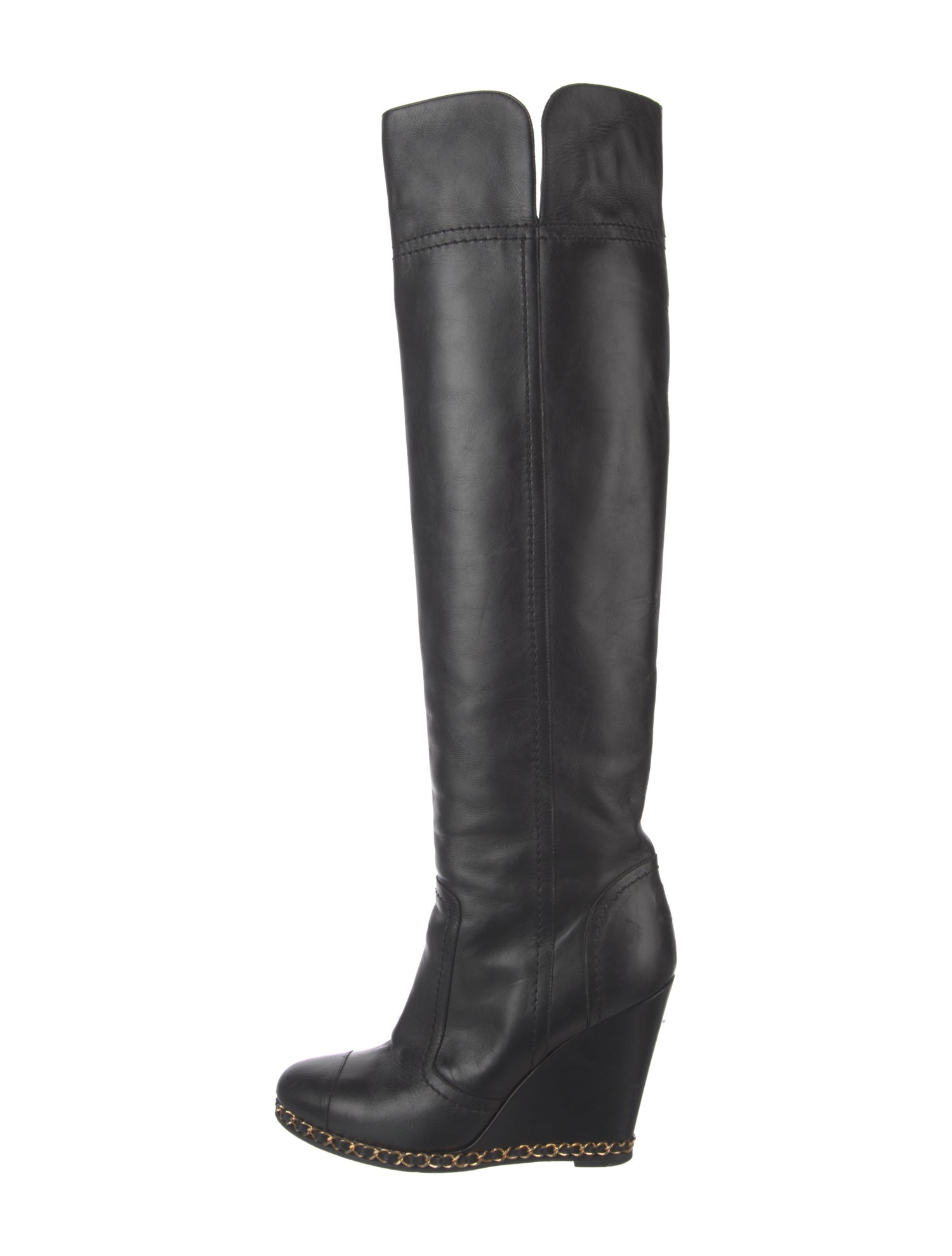 Chanel Interlocking CC Logo Leather Boots