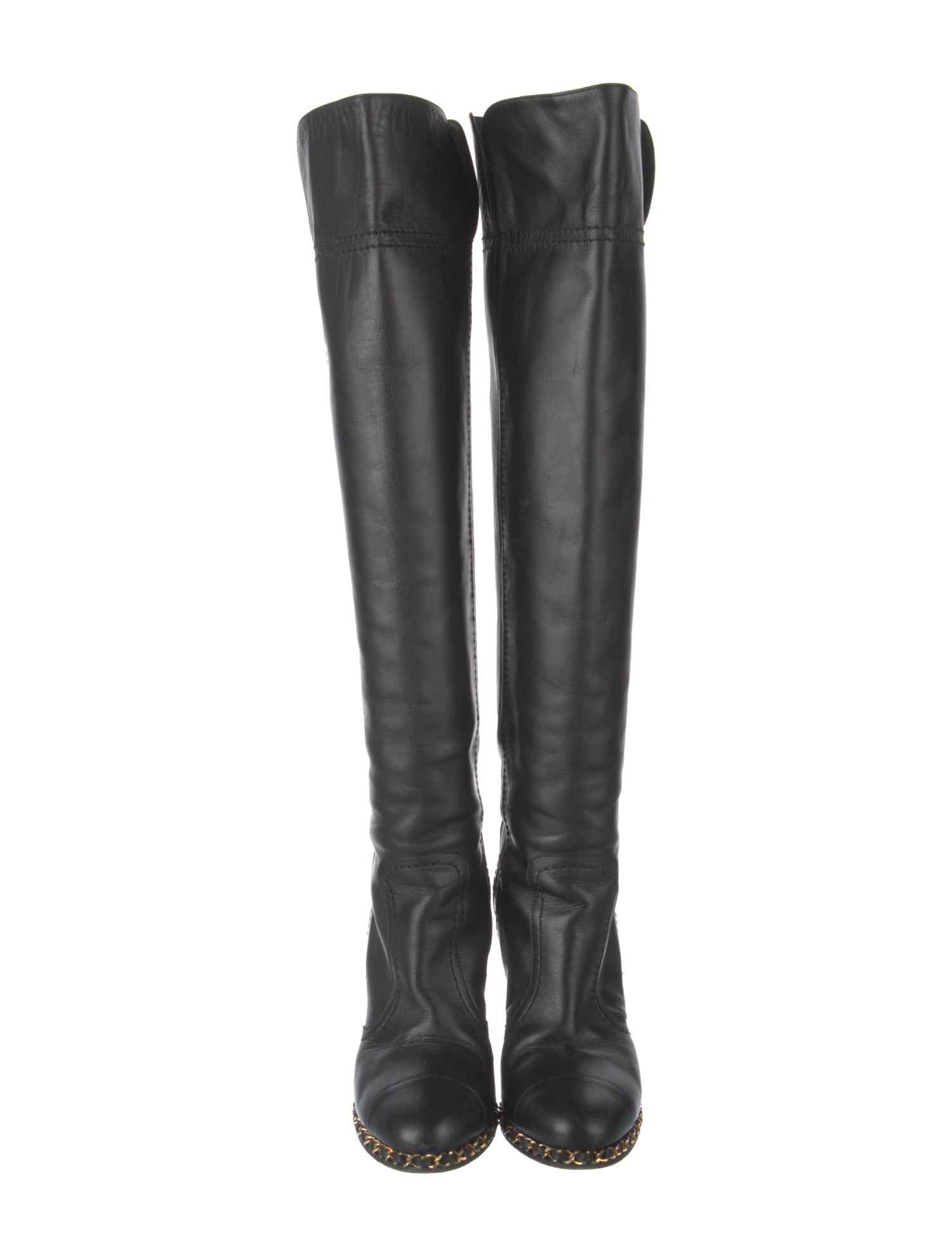 Chanel Interlocking CC Logo Leather Boots