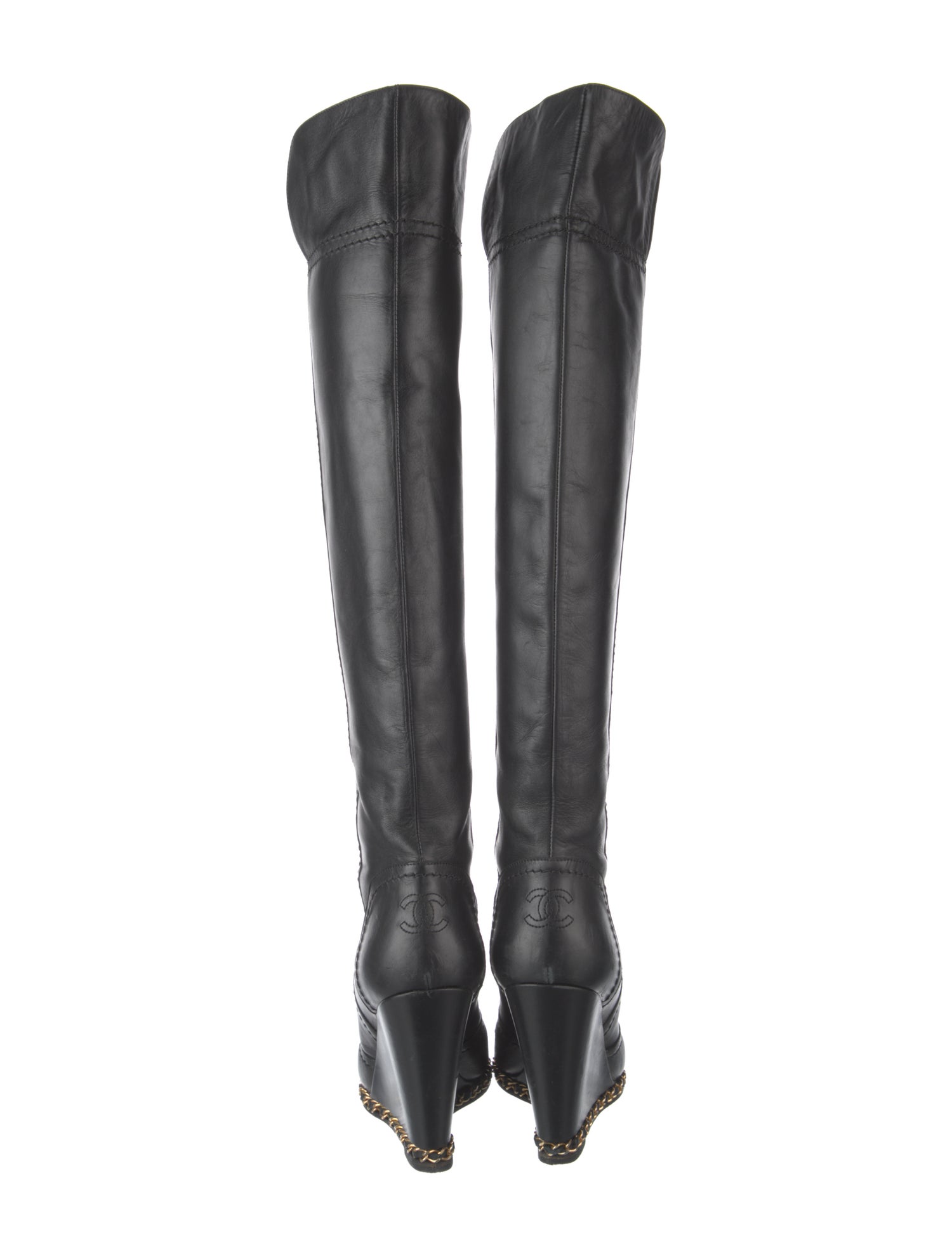 Chanel Interlocking CC Logo Leather Boots