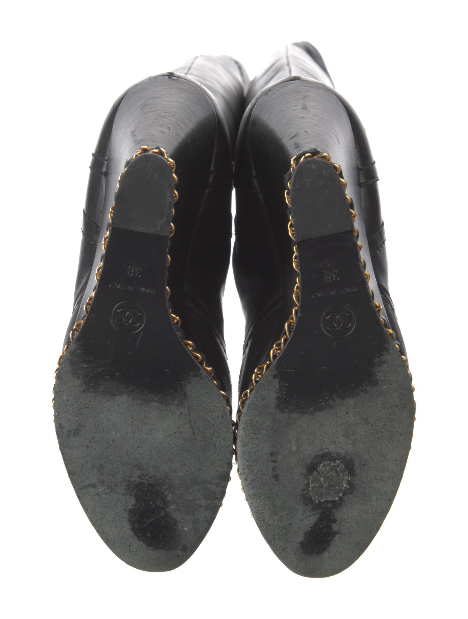 Chanel Interlocking CC Logo Leather Boots