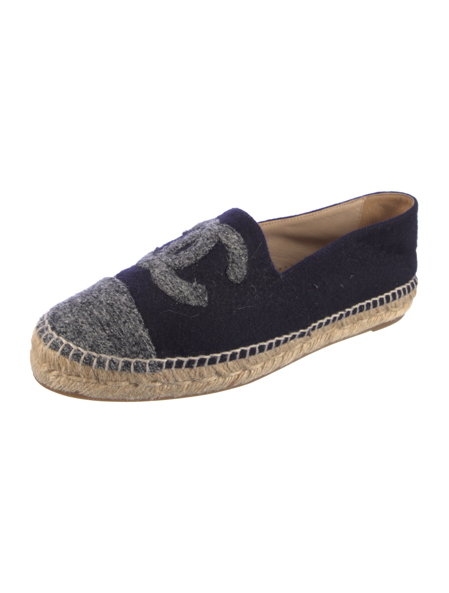 Chanel Interlocking CC Logo Wool Espadrilles