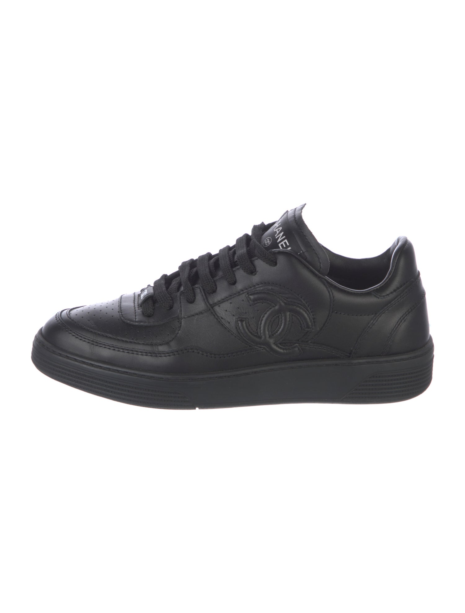 Chanel Interlocking CC Logo Leather Sneakers