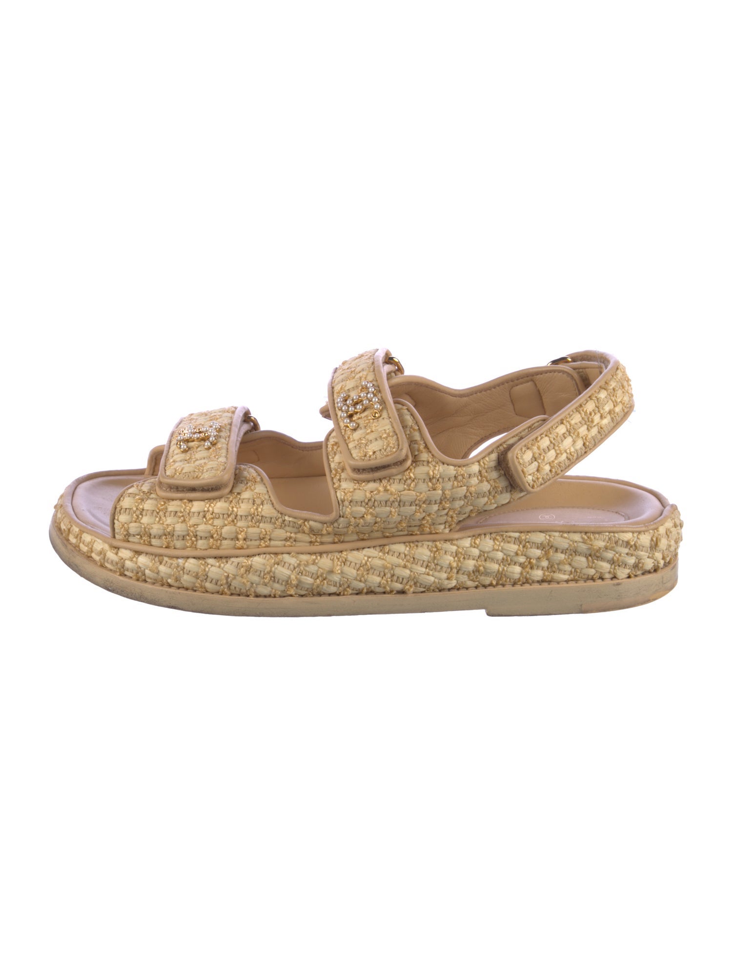 Chanel Interlocking CC Logo Raffia Espadrilles