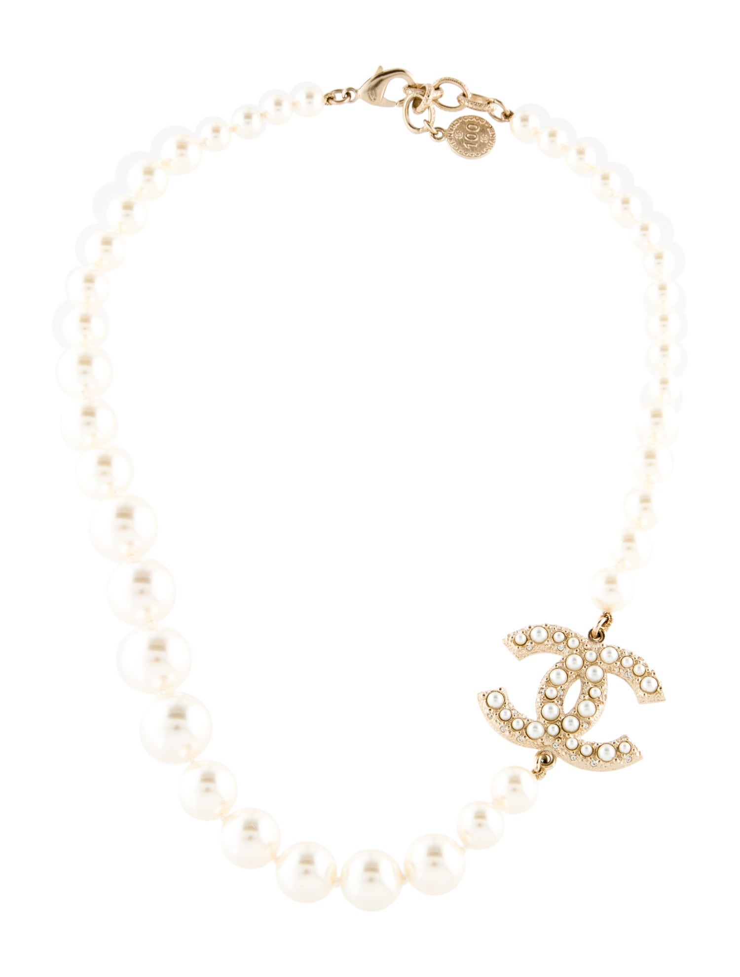 Chanel 2023 Faux Pearl CC Collar Necklace
