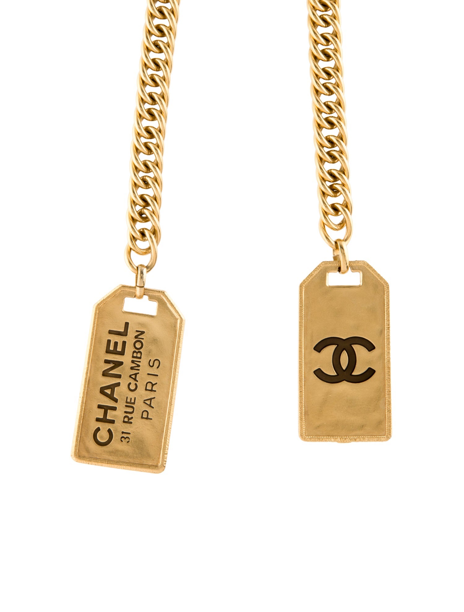 Chanel 31 Rue Cambon CC Dog Tag Bolo Necklace