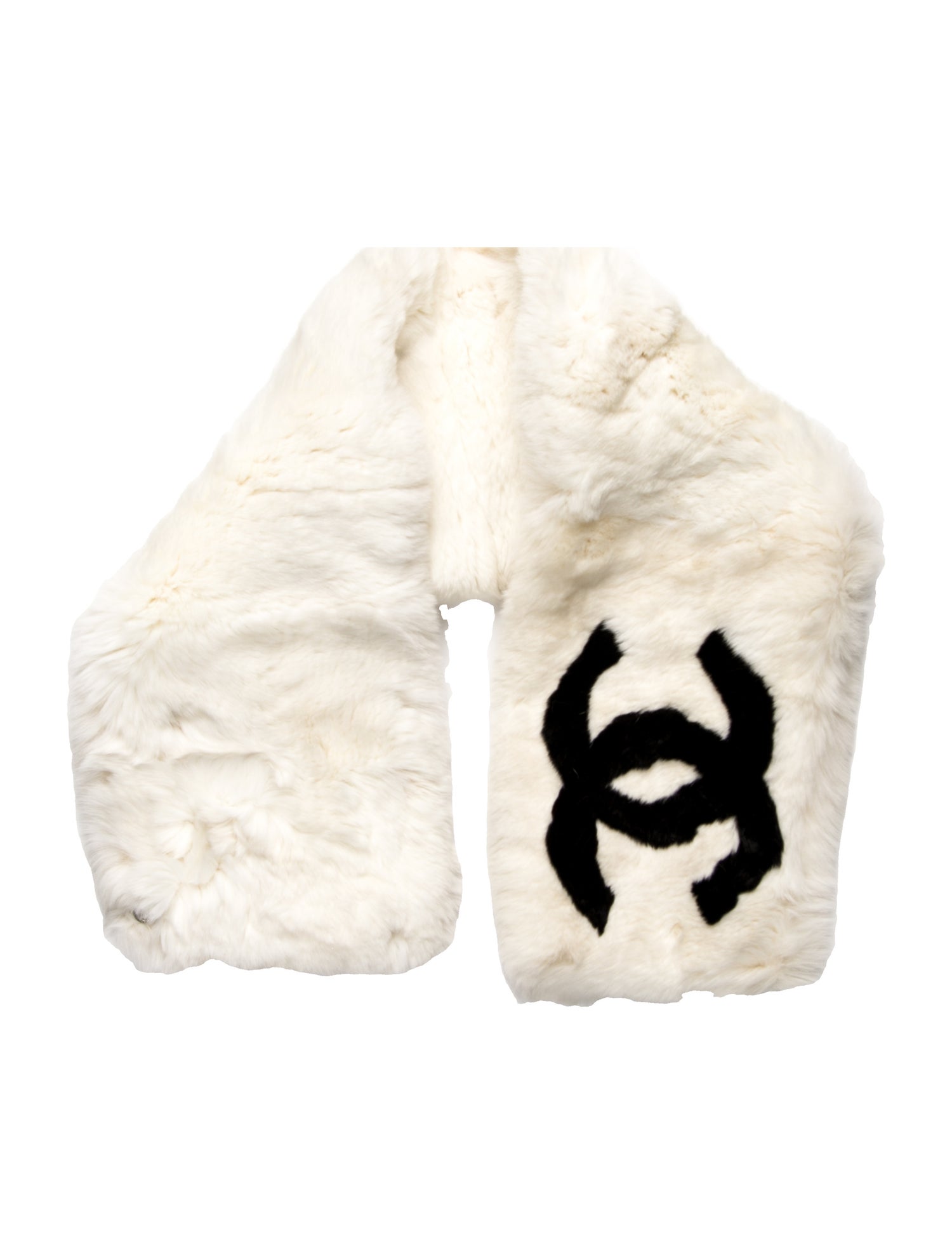 Chanel Fur Interlocking CC Logo Scarf