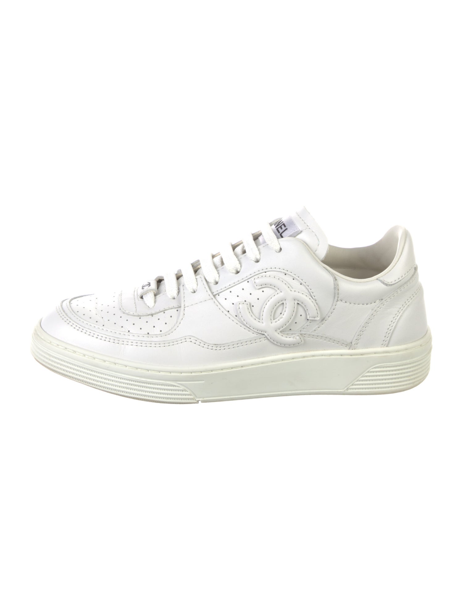Chanel Interlocking CC Logo Leather Sneakers