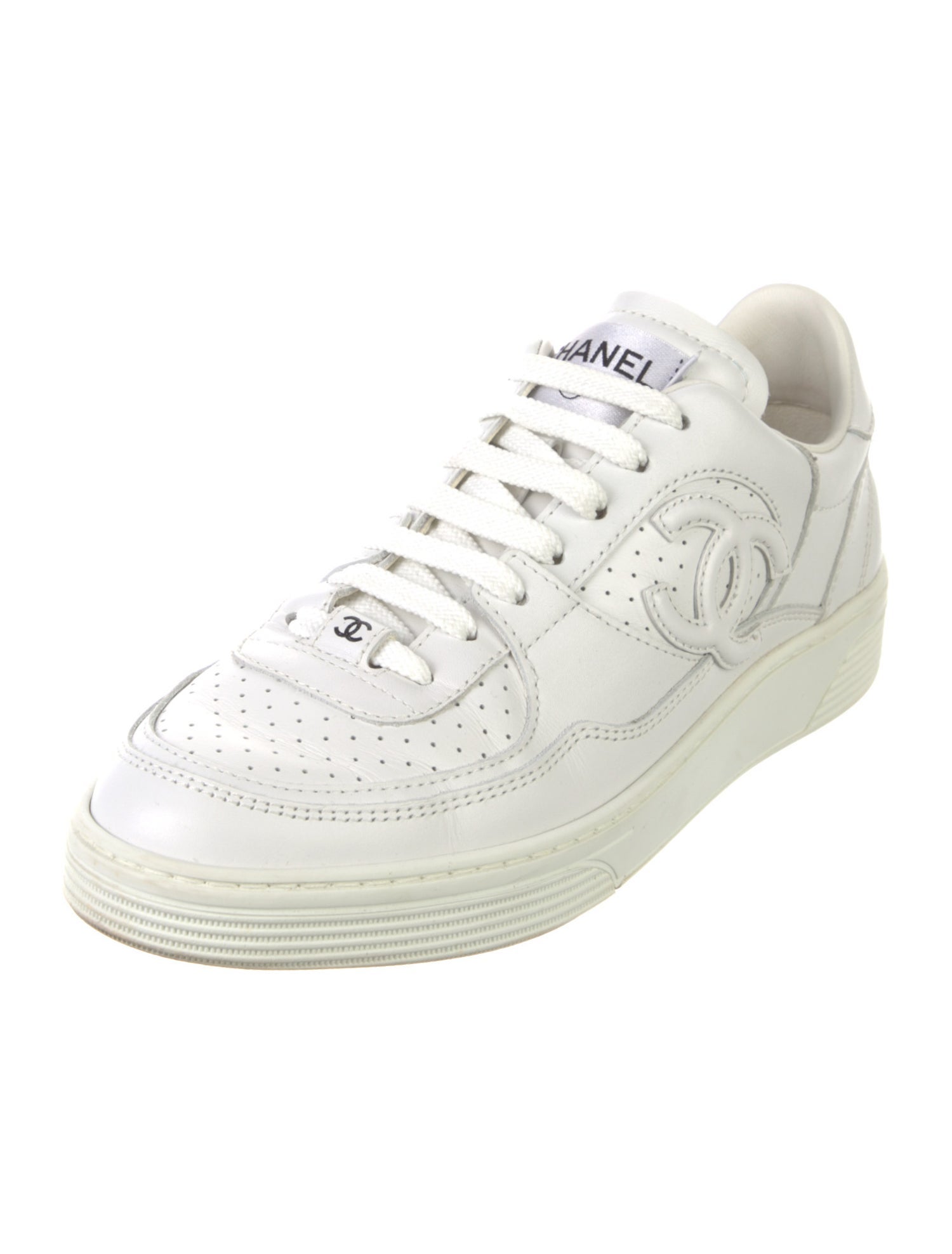 Chanel Interlocking CC Logo Leather Sneakers