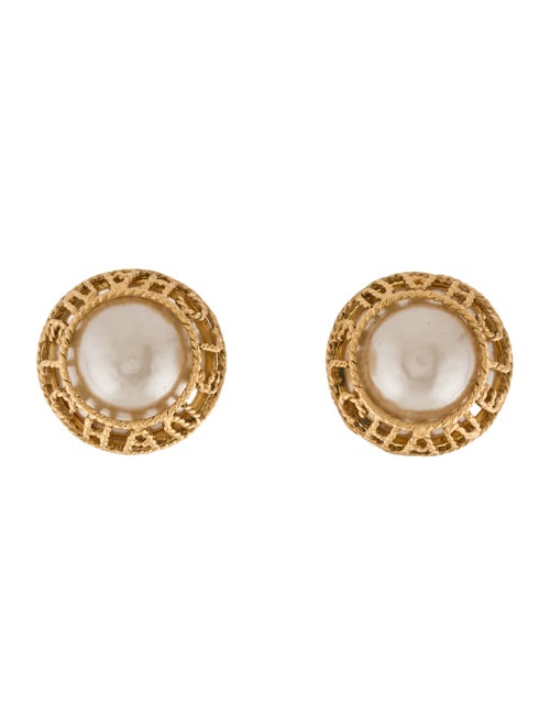 Chanel Vintage Faux Pearl Clip-On Earrings