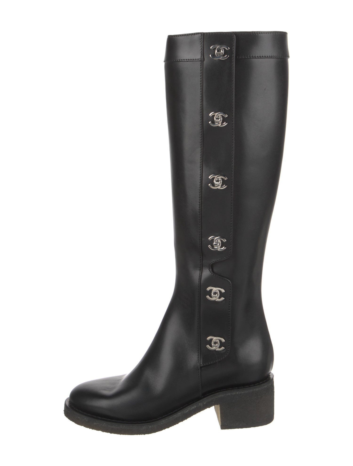 Chanel Interlocking CC Logo Calfskin Riding Boots