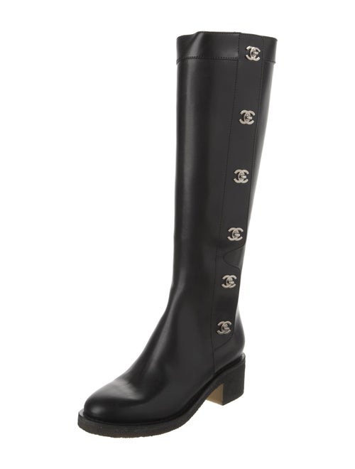 Chanel Interlocking CC Logo Calfskin Riding Boots