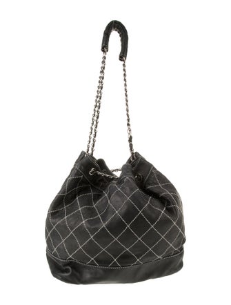 Chanel Surpique Drawstring Bucket Bag