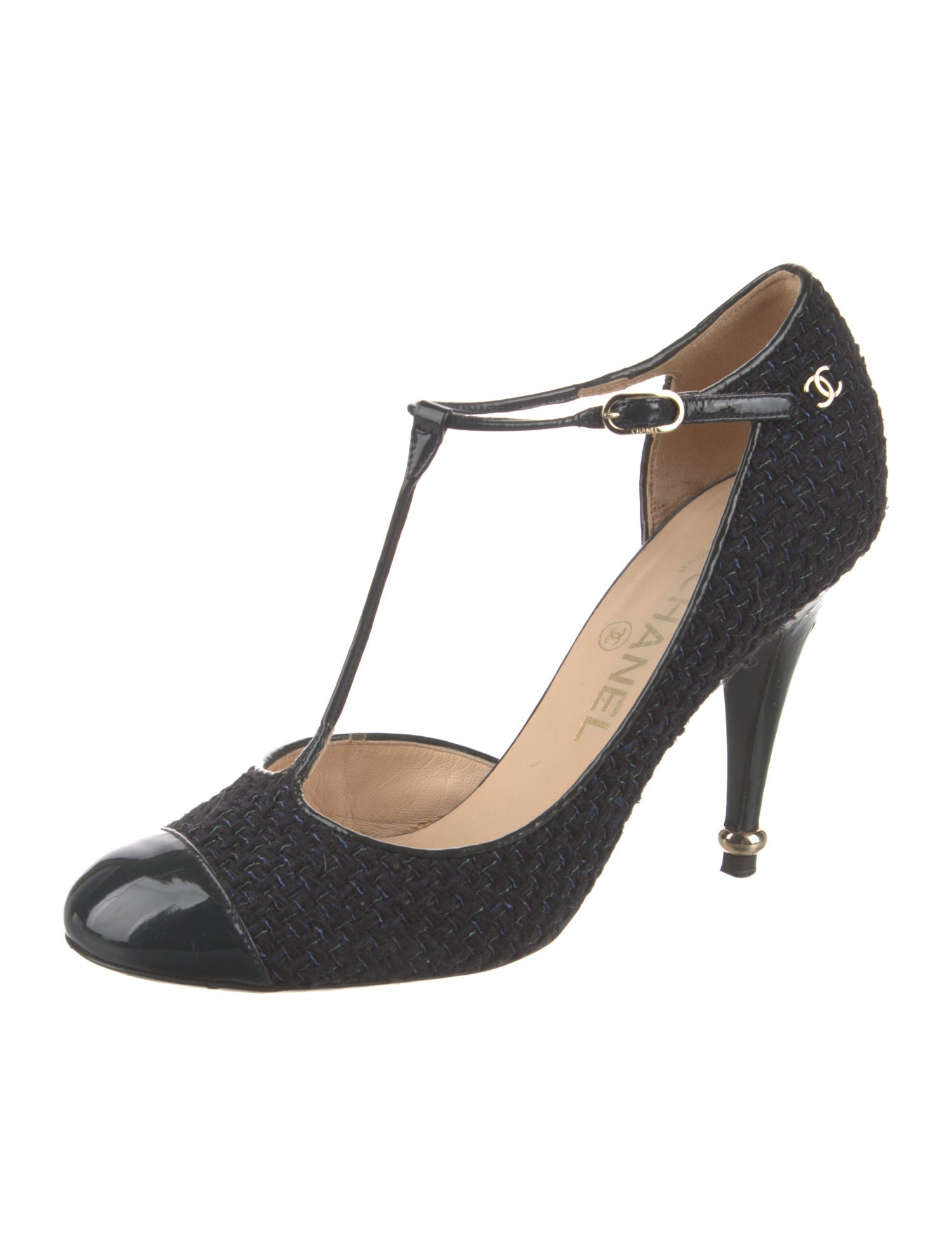 Chanel 2012 Interlocking CC Logo T-Strap Pumps