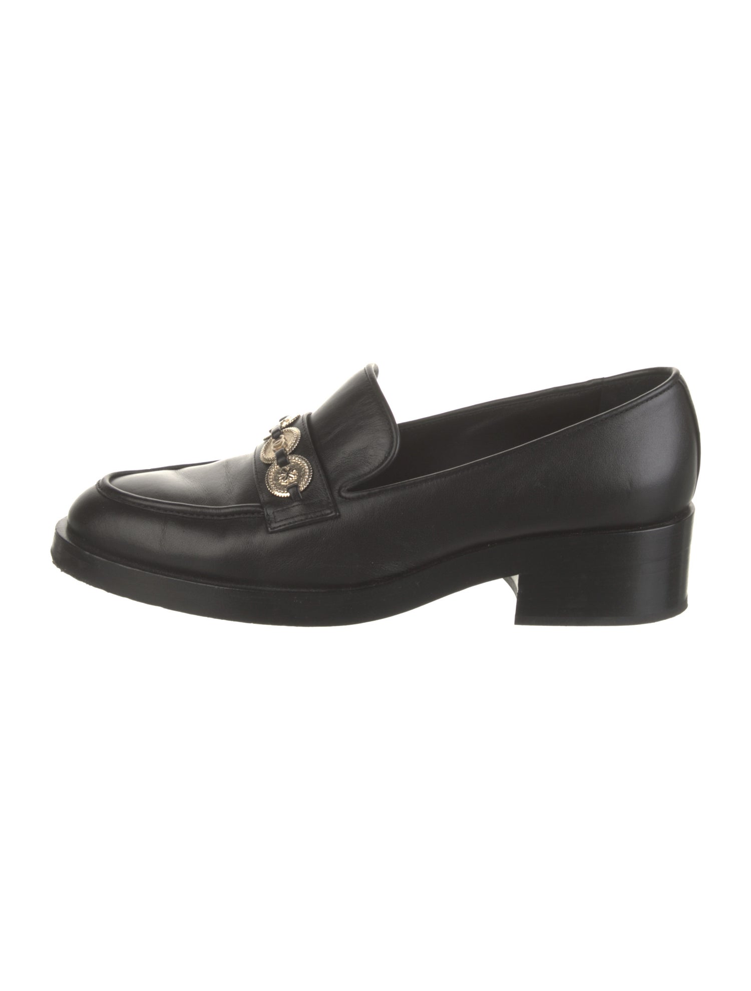 Chanel Interlocking CC Logo Leather Loafers