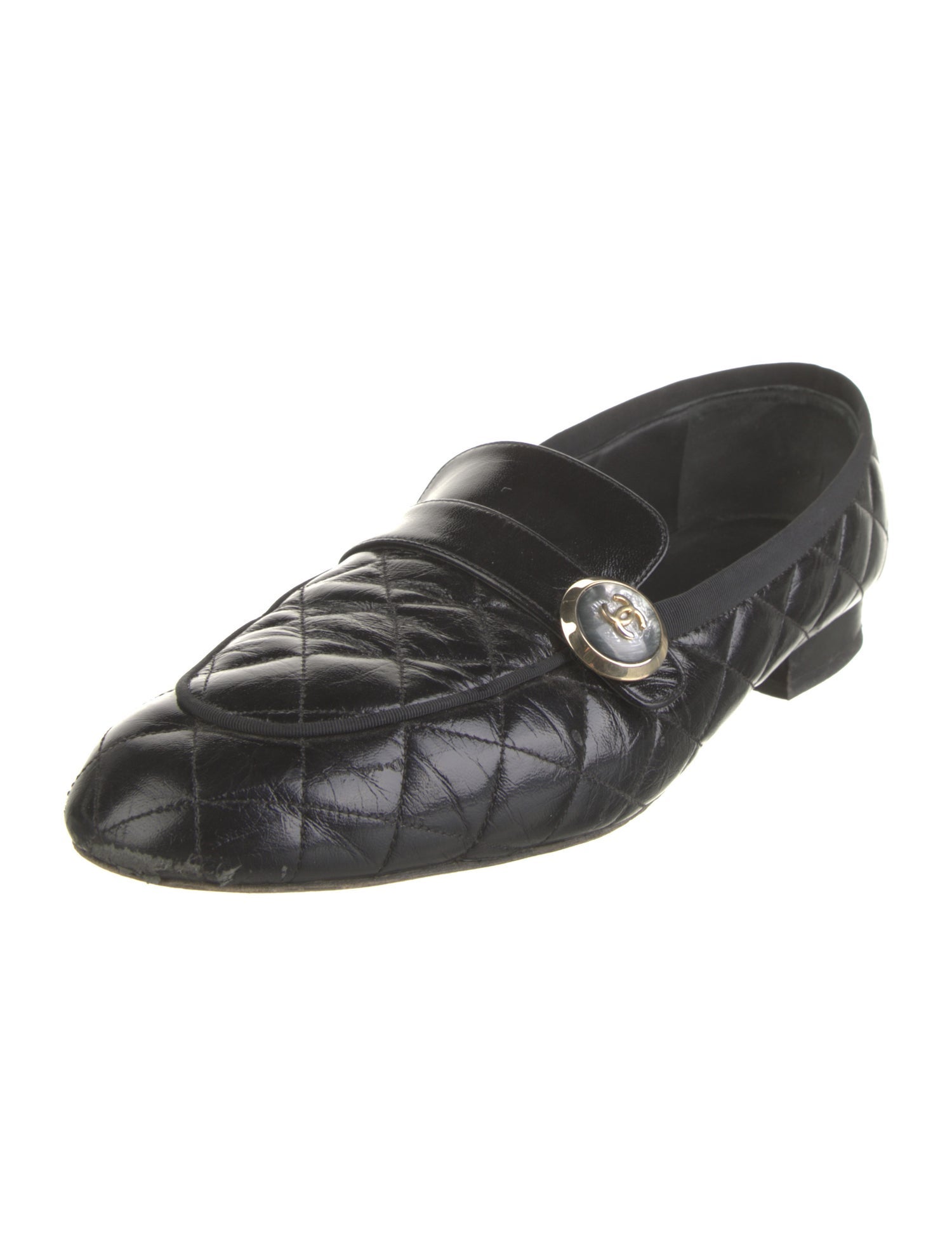 Chanel Interlocking CC Logo Leather Loafers