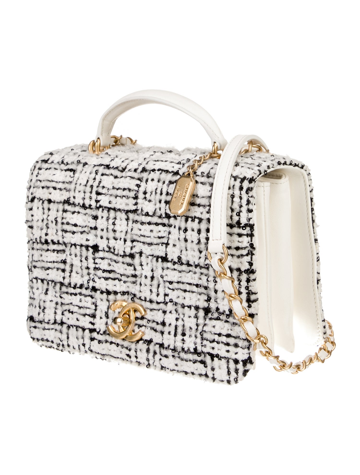 Chanel 2023 Mini Tweed Top Handle Flap Bag