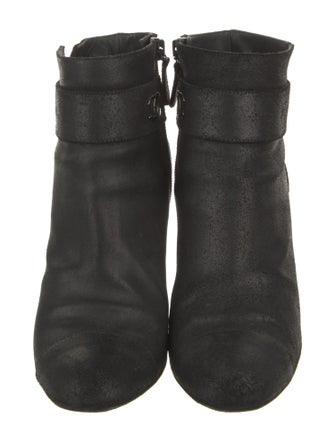 Chanel Interlocking CC Logo Suede Boots