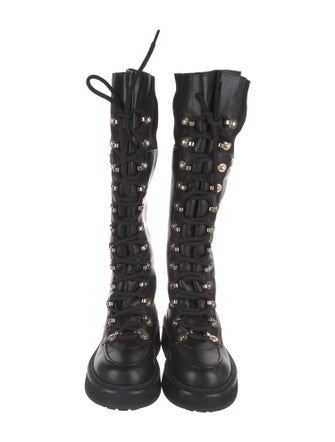 Chanel Interlocking CC Logo Leather Combat Boots