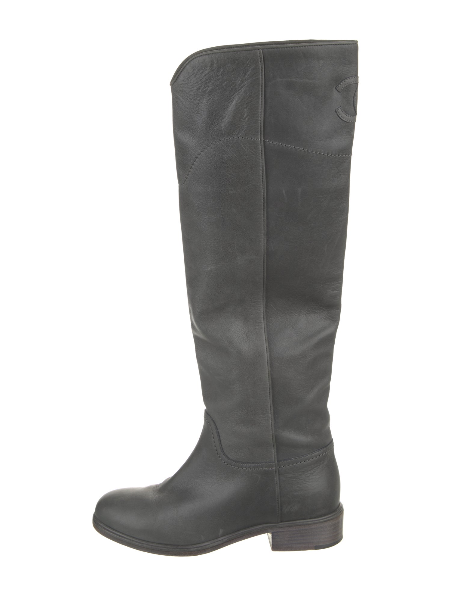 Chanel Interlocking CC Logo Leather Riding Boots