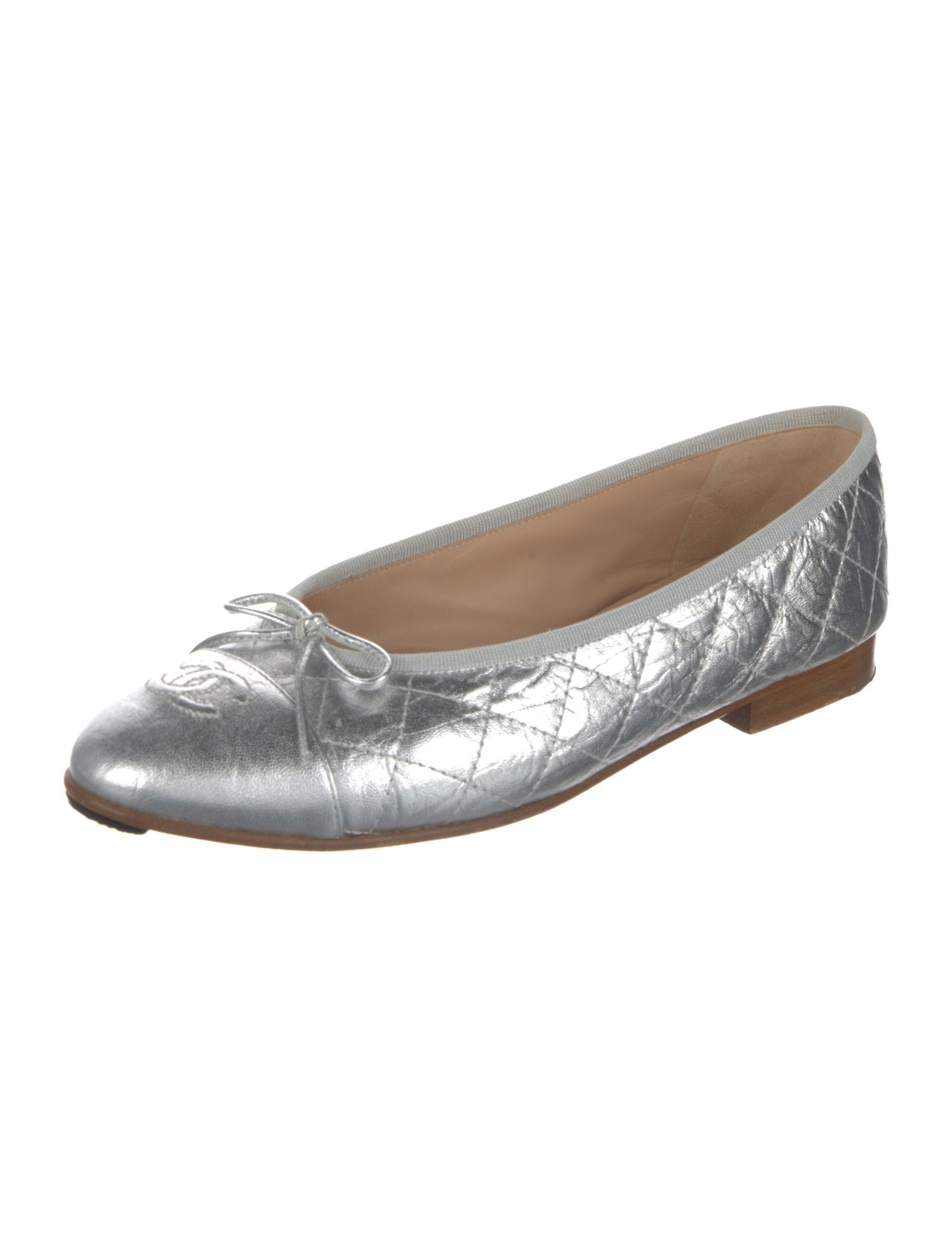 Chanel Interlocking CC Logo Leather Ballet Flats