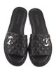 Chanel Interlocking CC Logo Leather Slides