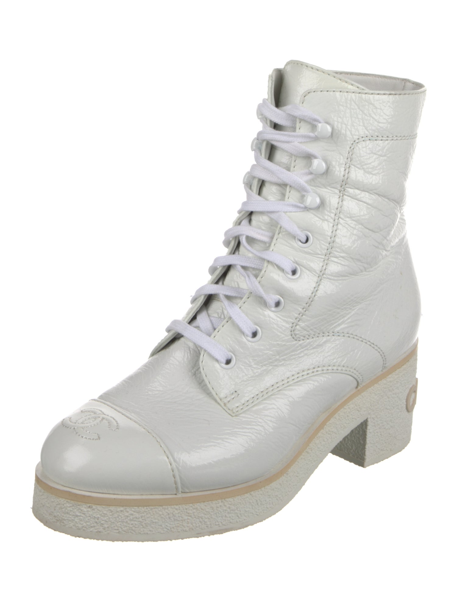 Chanel 2021 Interlocking CC Logo Combat Boots
