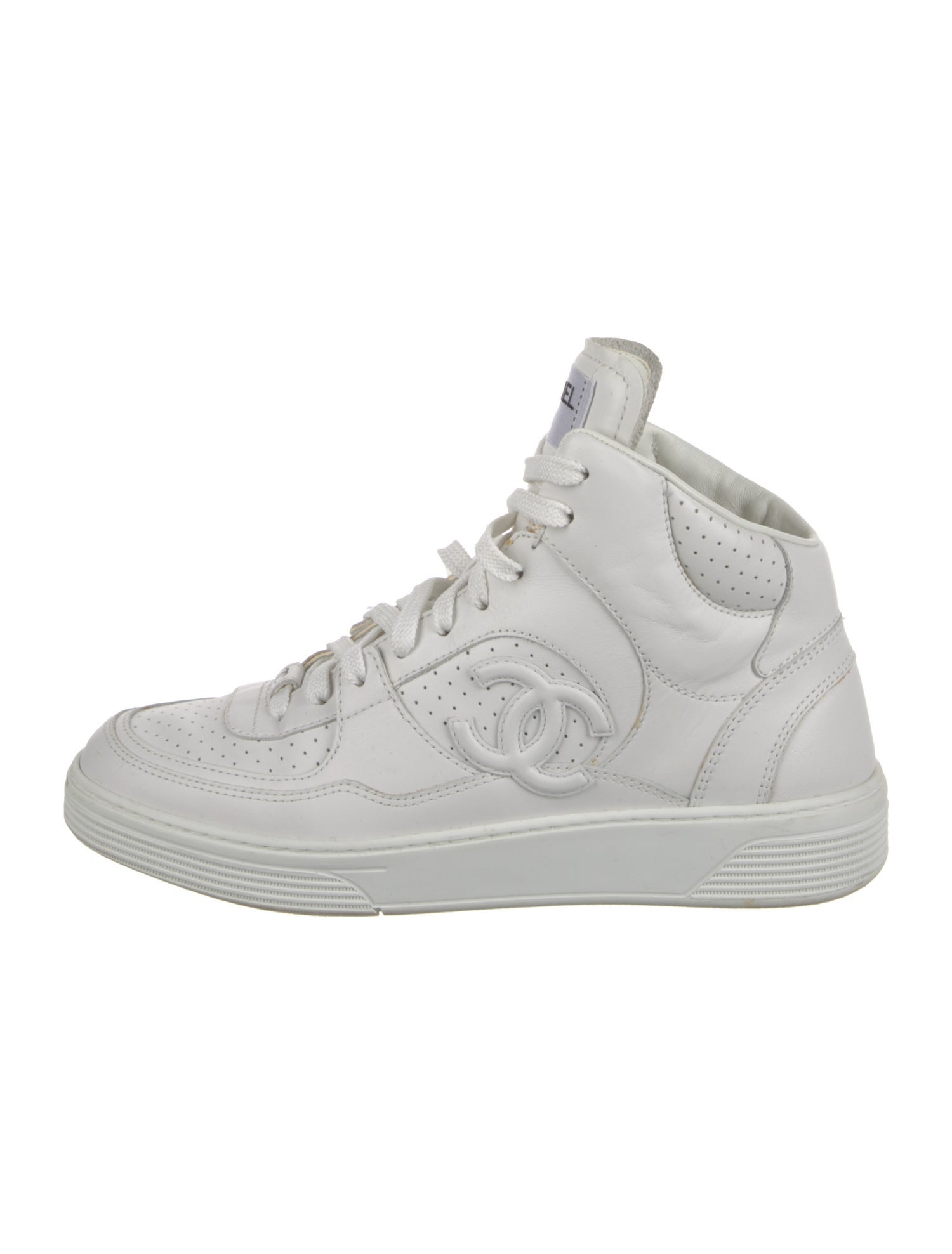 Chanel Interlocking CC Logo Leather Sneakers
