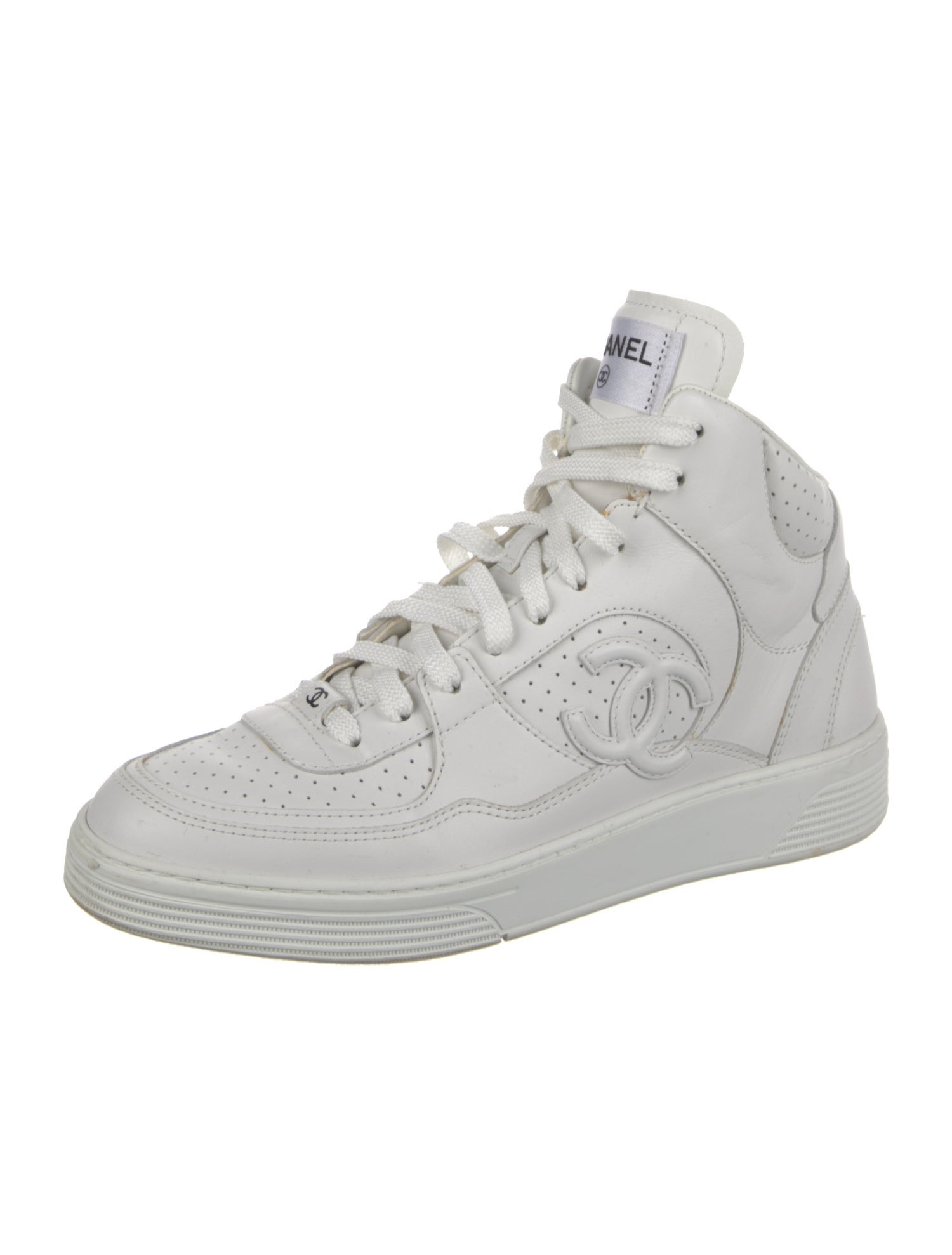 Chanel Interlocking CC Logo Leather Sneakers