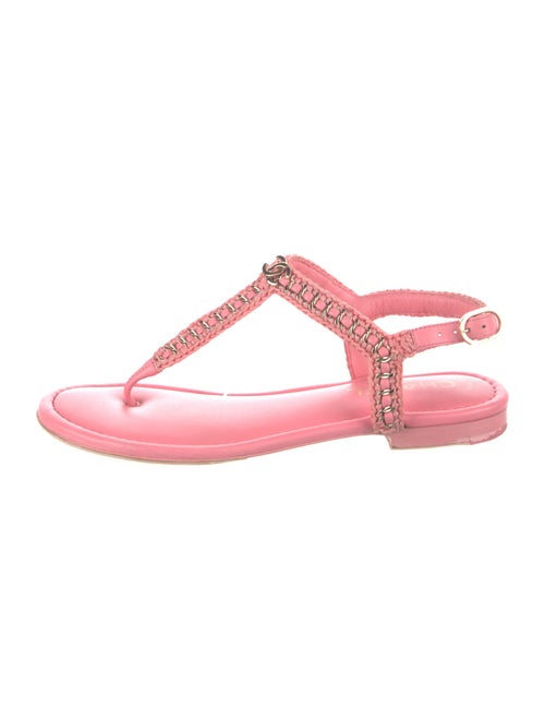 Chanel Interlocking CC Logo Leather T-Strap Sandals