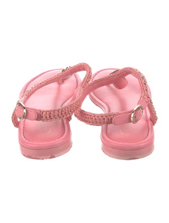 Chanel Interlocking CC Logo Leather T-Strap Sandals