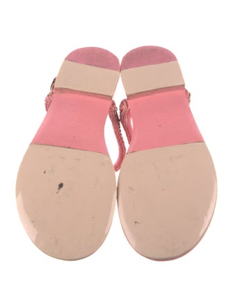 Chanel Interlocking CC Logo Leather T-Strap Sandals