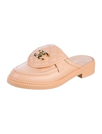 Chanel Interlocking CC Logo Leather Mules