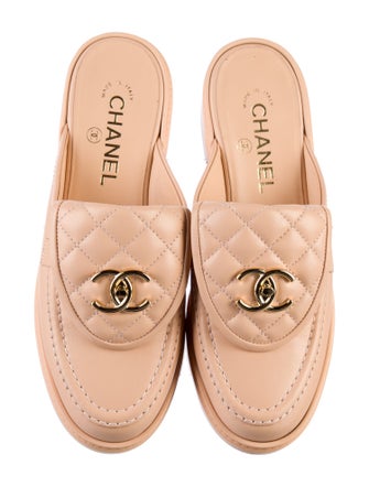 Chanel Interlocking CC Logo Leather Mules