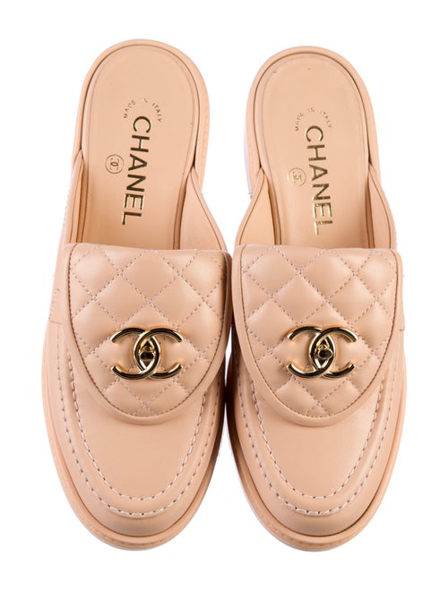 Chanel Interlocking CC Logo Leather Mules