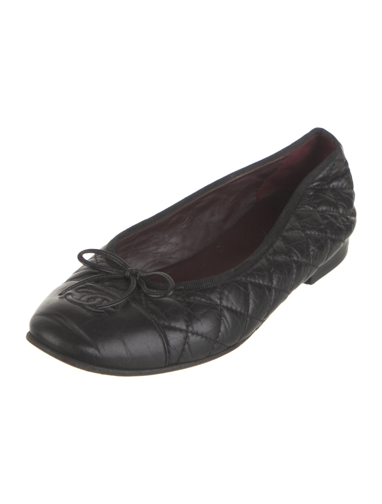 Chanel Interlocking CC Logo Leather Ballet Flats