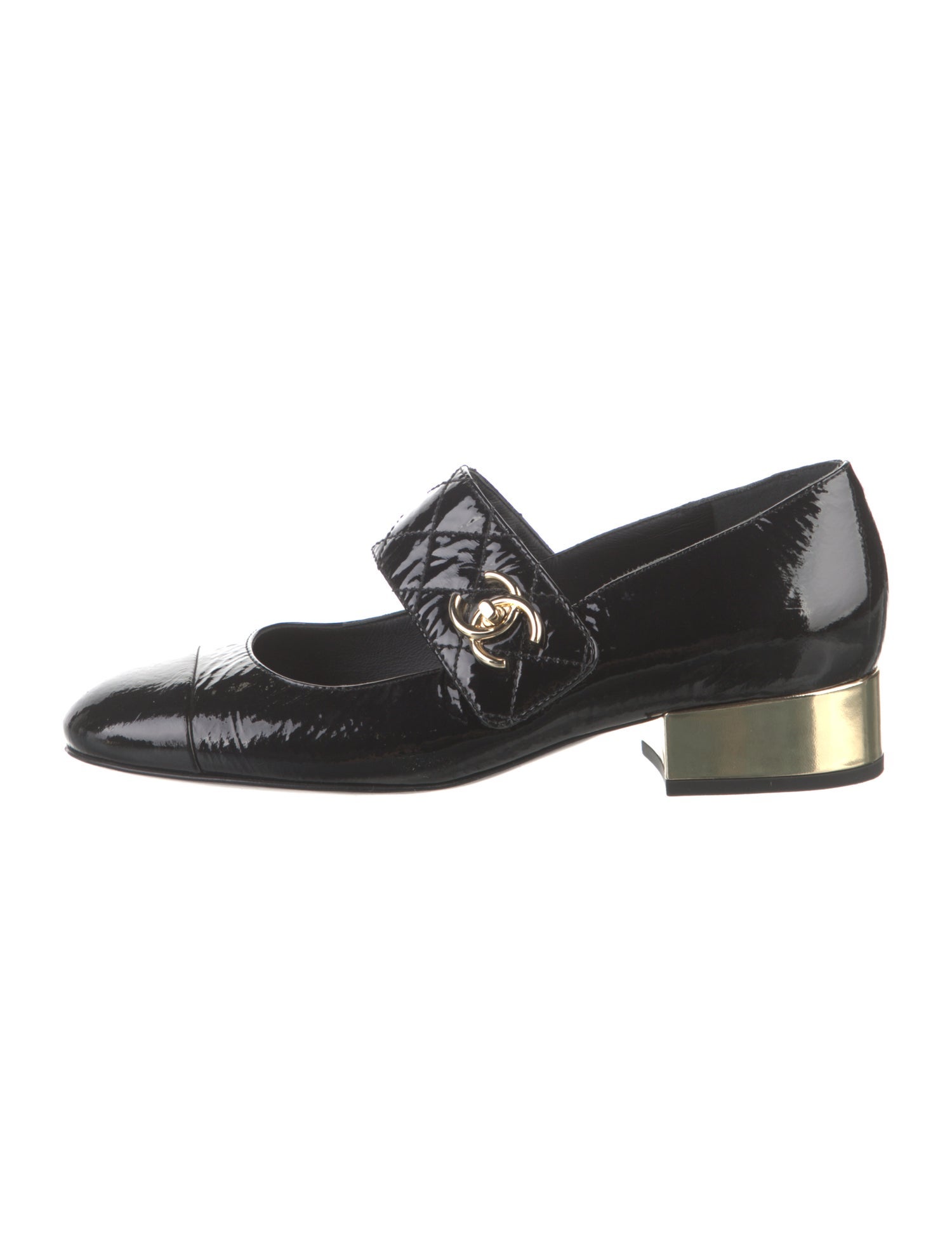 Chanel Interlocking CC Logo Patent Leather Mary Jane Flats
