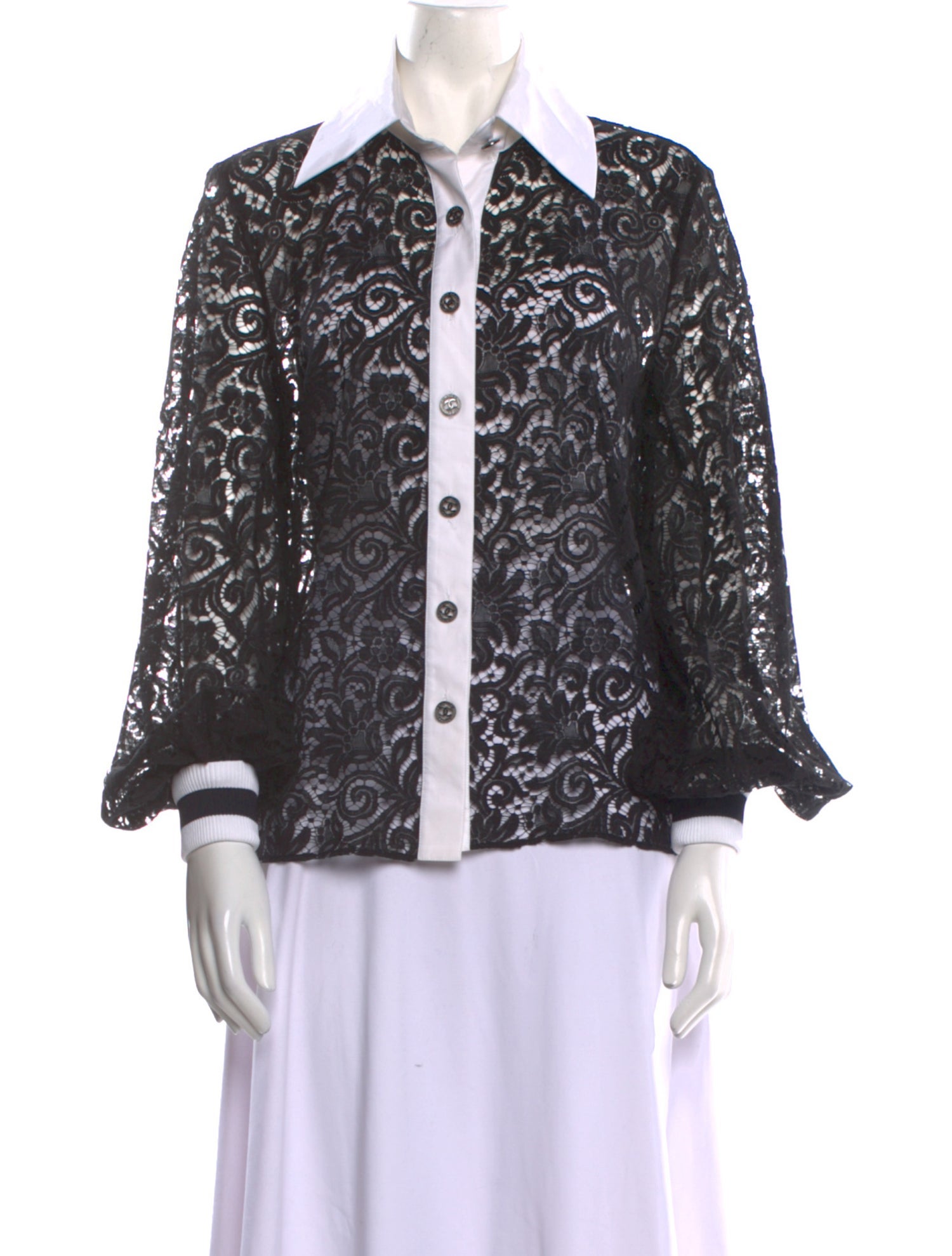 Chanel 2017 Printed Button-Up Top