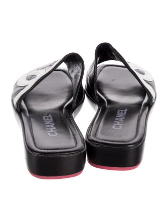 Chanel Interlocking CC Logo Leather Slides