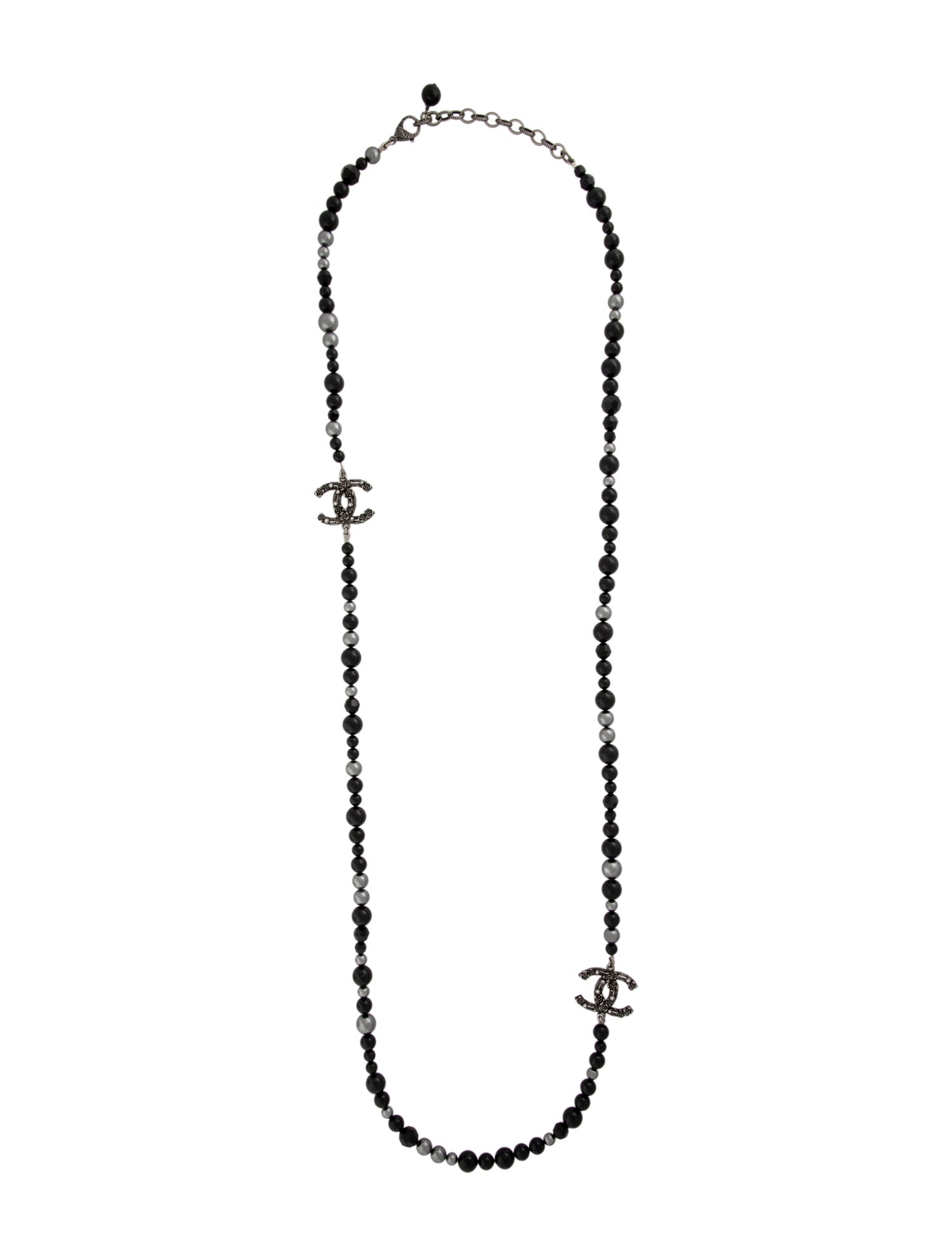 Chanel 2022 Faux Pearl, Strass &Glass Bead CC Station Necklace