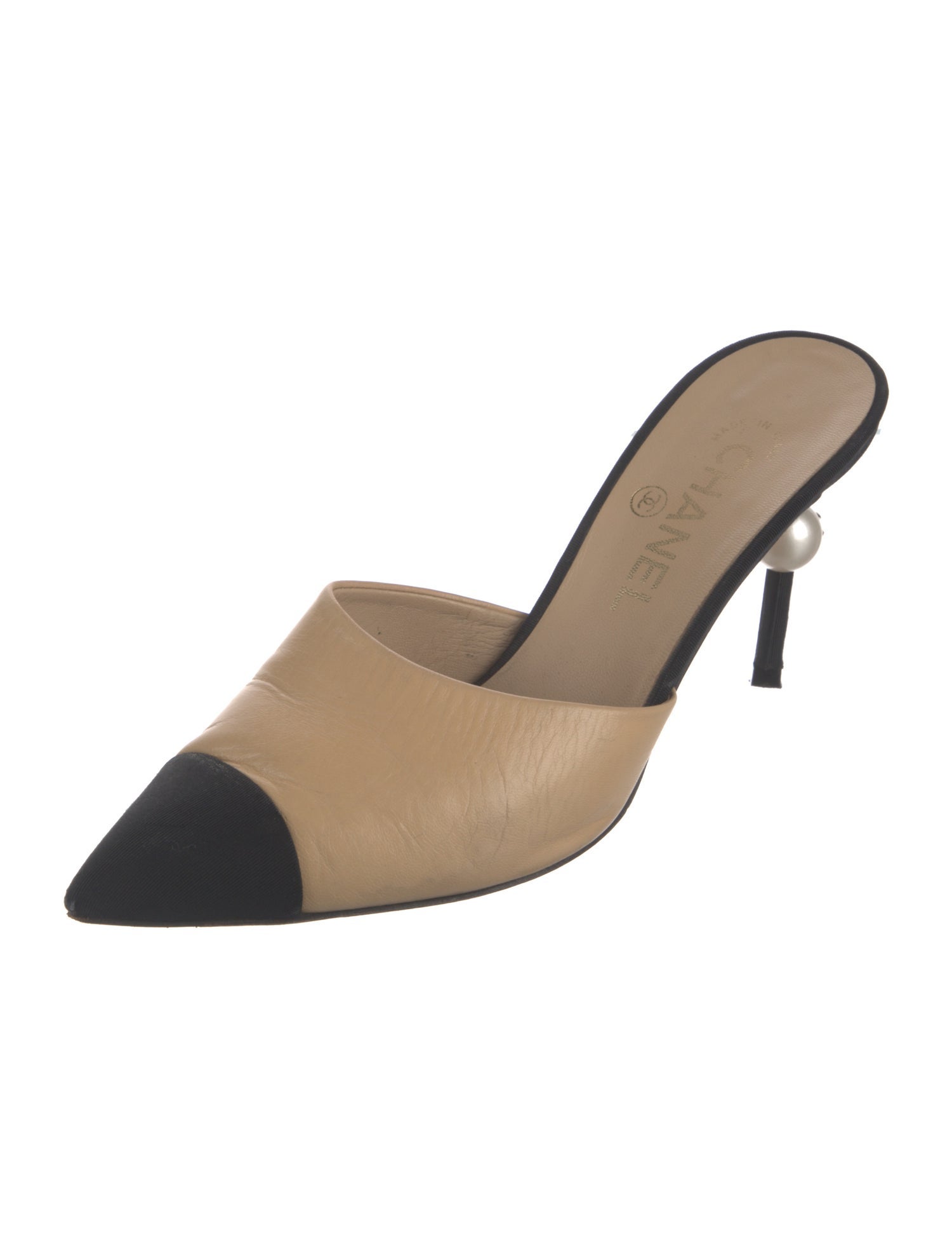 Chanel Interlocking CC Logo Leather Mules