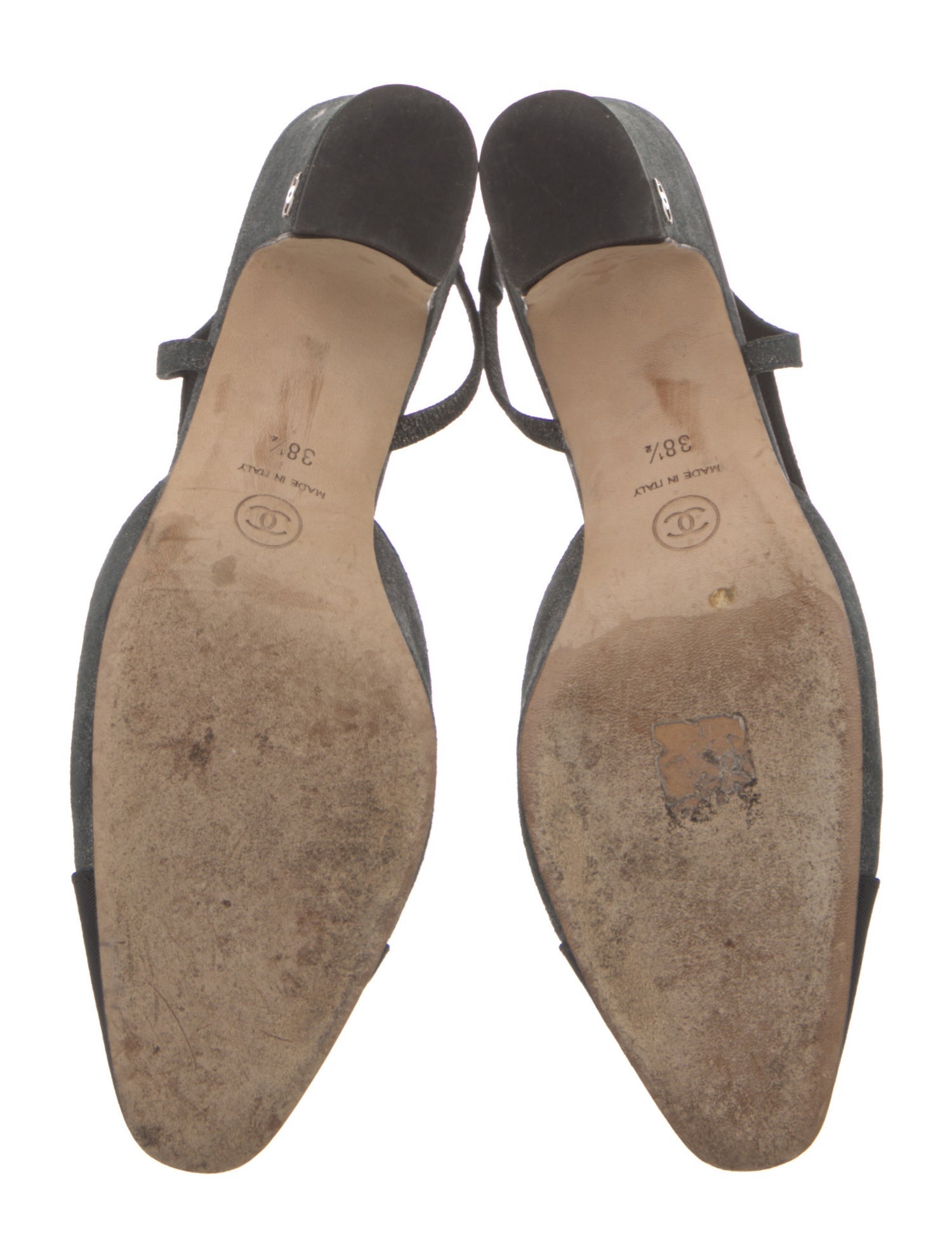 Chanel Interlocking CC Logo Leather Slingback Pumps