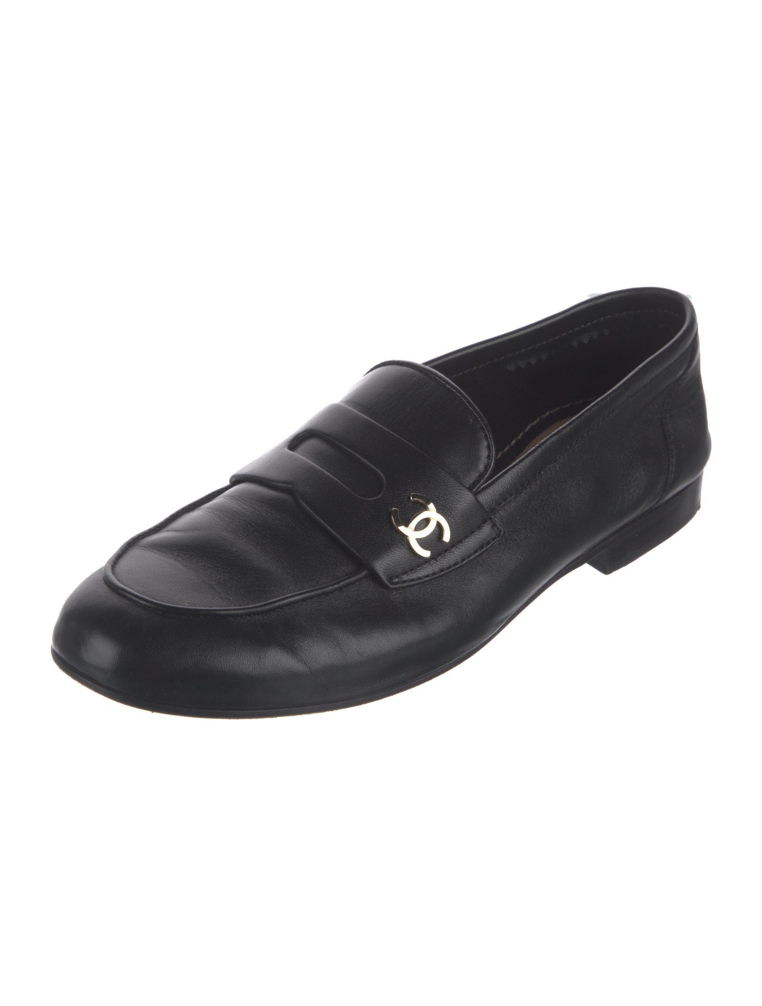 Chanel Interlocking CC Logo Lambskin Loafers