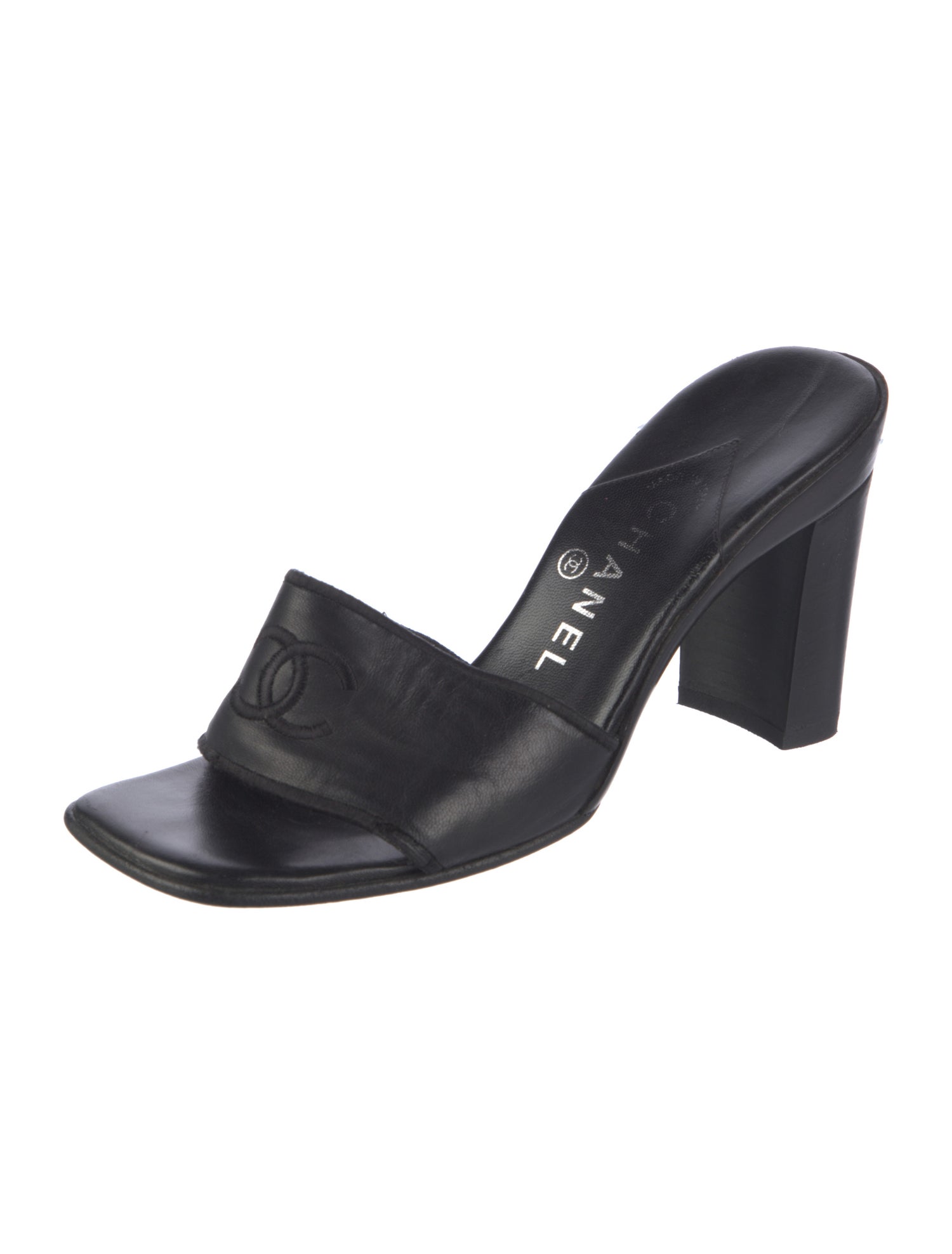 Chanel Vintage Interlocking CC Logo Slides