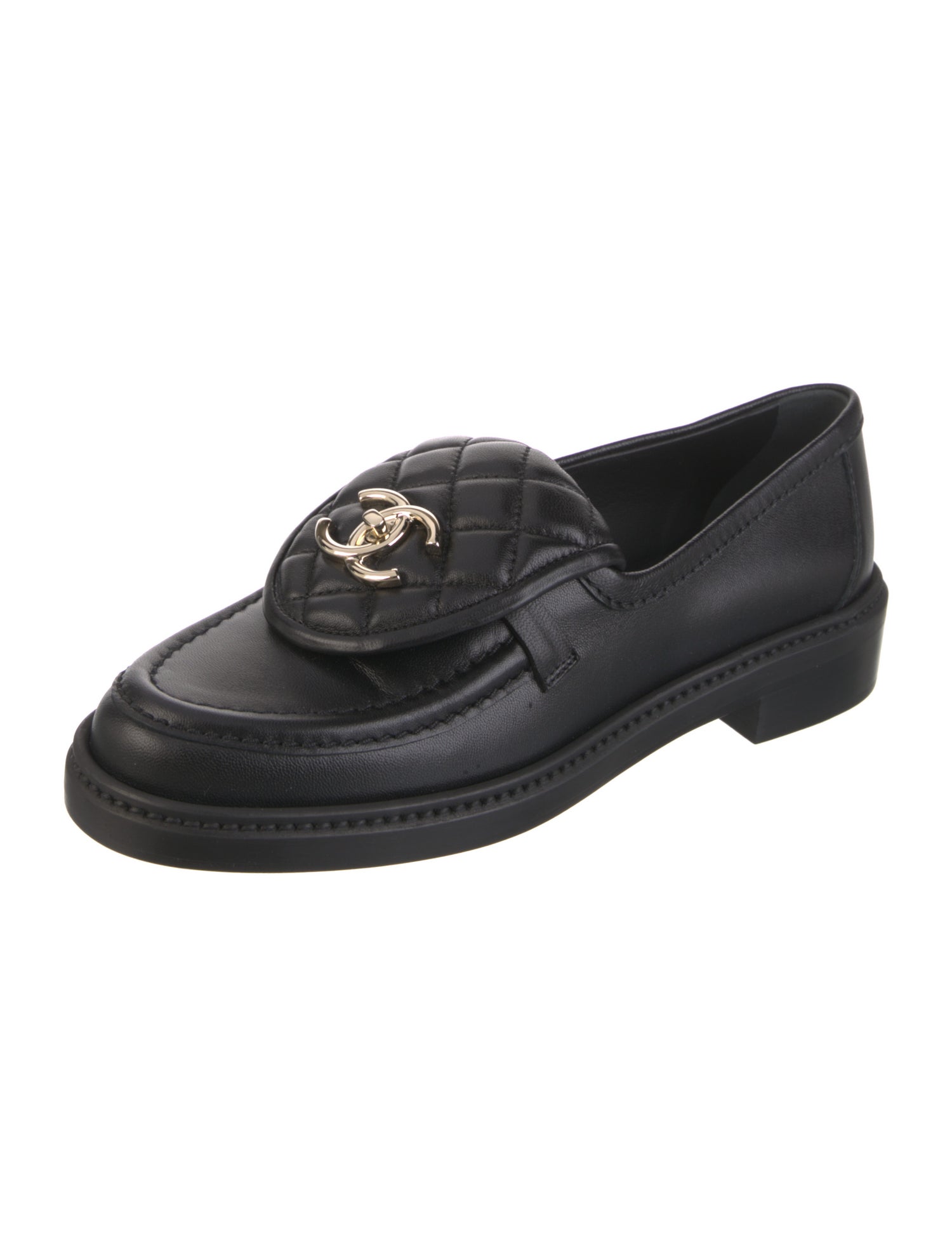 Chanel Interlocking CC Logo Lambskin Loafers