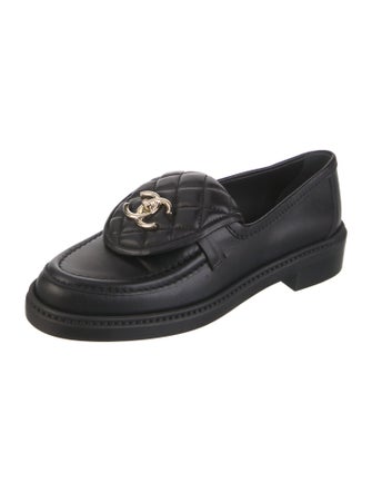 Chanel Interlocking CC Logo Lambskin Loafers