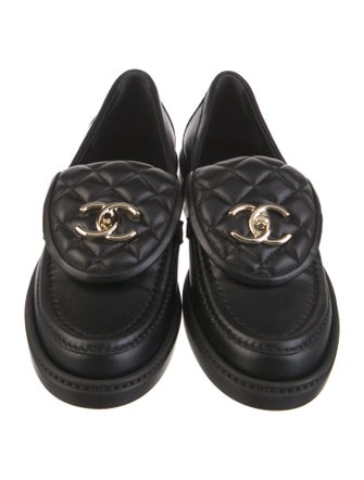 Chanel Interlocking CC Logo Lambskin Loafers