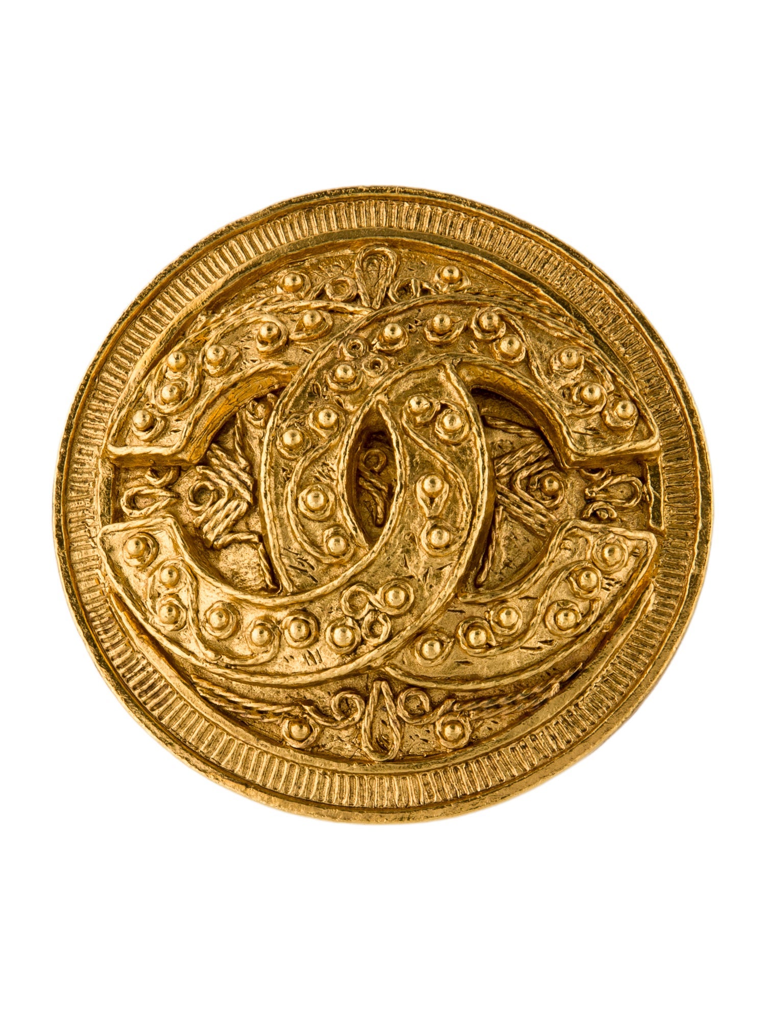 Chanel Vintage Ornate CC Brooch