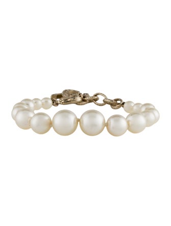 Chanel Faux Pearl & Strass CC Charm Bracelet
